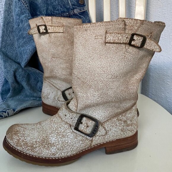 Frye Veronica Suede Crackle Boots Booties - Picture 3 of 11